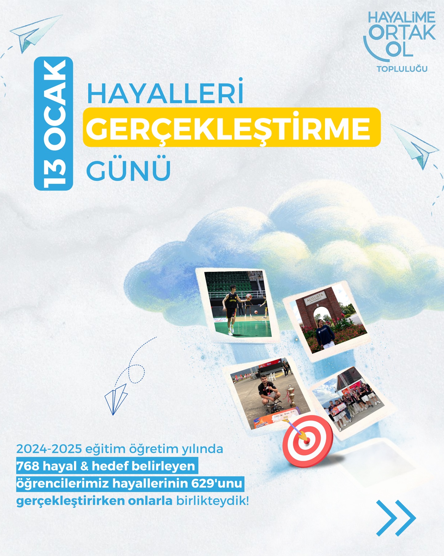 Bugün, hayallerin sınır tanımadığı özel bir gün. Bu nedenle öğrencilerimizin gerçekleştirdikleri bazı hayalleri sizlerle paylaşmak istedik. 🎉💭
2024-2025 eğitim-öğretim yılında, öğrencilerimizle birlikte 768 hayal ve hedef belirledik. Bu yolculukta onların yanında olmak, hayallerinin nasıl gerçeğe dönüştüğüne tanık olmak bize büyük bir mutluluk verdi. 💙
Hayal kurmakla başlayan bu yolculuk; destek, azim ve inançla neredeyse her şeyin mümkün olduğunu gösterdi. Çünkü biliyoruz ki hayallerin gerçeğe dönüşmesi, cesaret ve kararlılıkla başlar. 🚀
Hayalleri Gerçekleştirme Günü kutlu olsun! ✨
